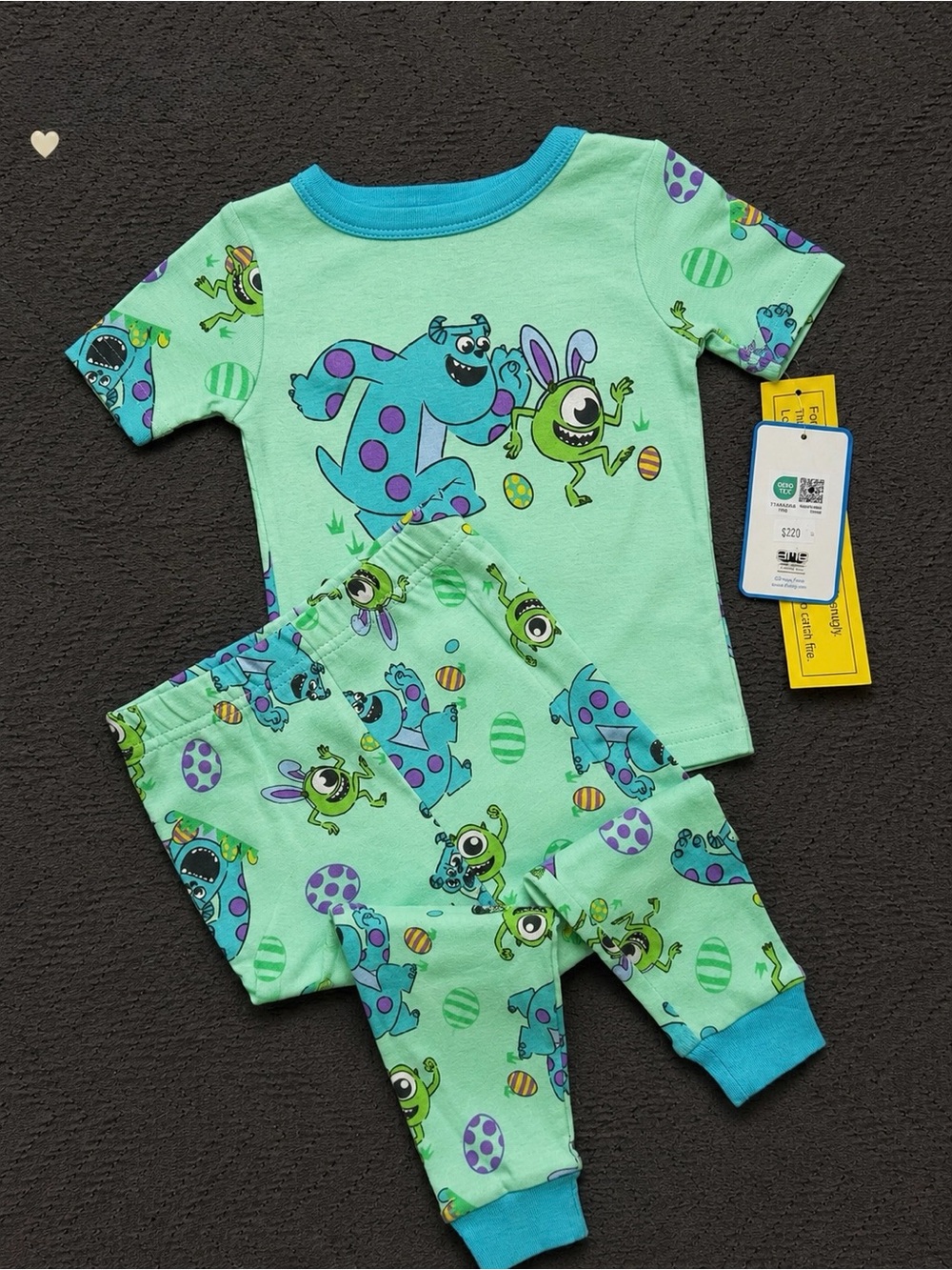 Disney Monsters Inc. Mint Green and Blue Pajama Set
